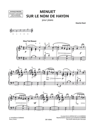 Menuet sur le nom de HAYDN - RAVEL - Partition - Piano
